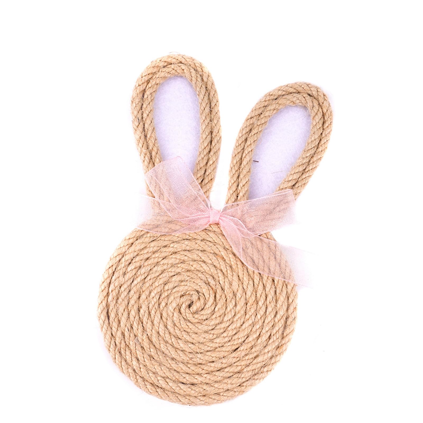 TEMOOUES Woven Rope Rabbits Shape Drink Coasters Nonslip Cup Mats for Easter Decors and Home Table Protective Rabbits Shape Drink Coasters