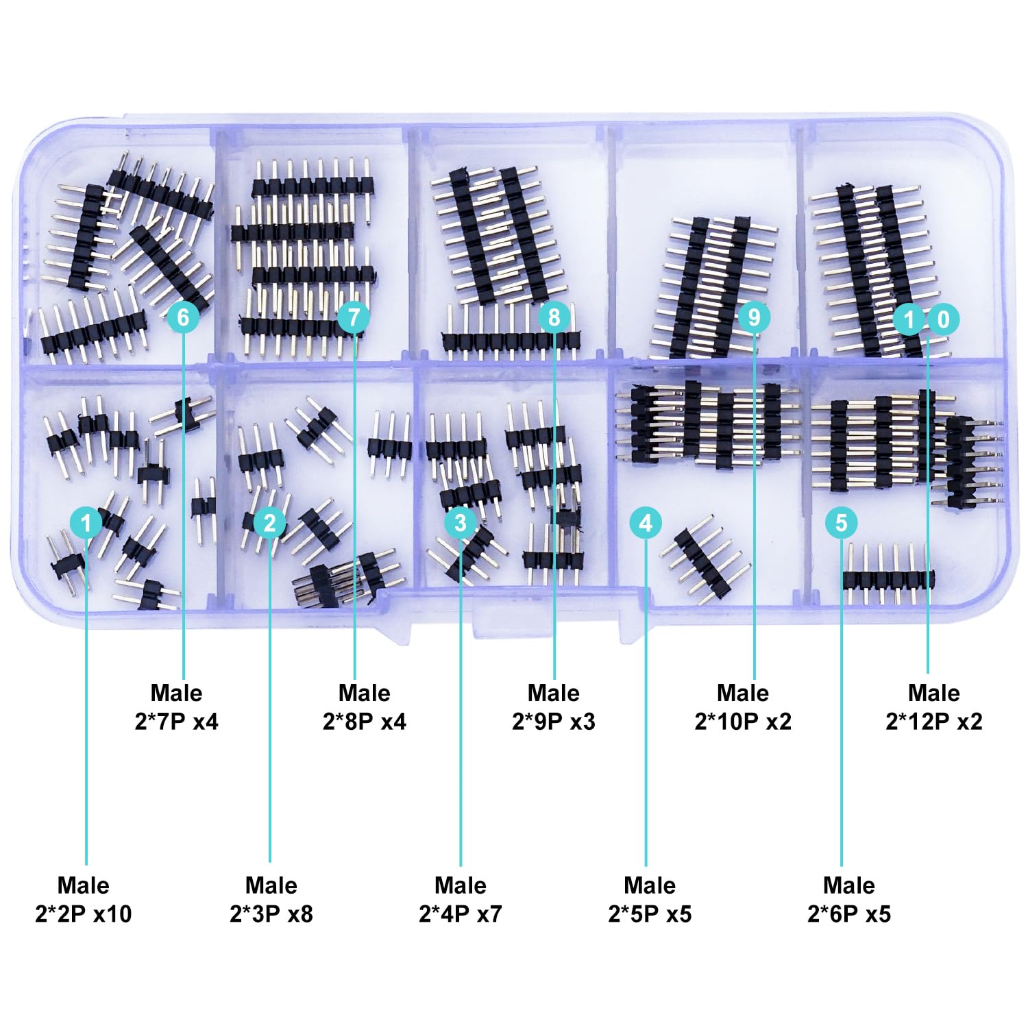 Kidisoii 2.0mm Pin Header,Male Straight Dual Row Header Pin 180