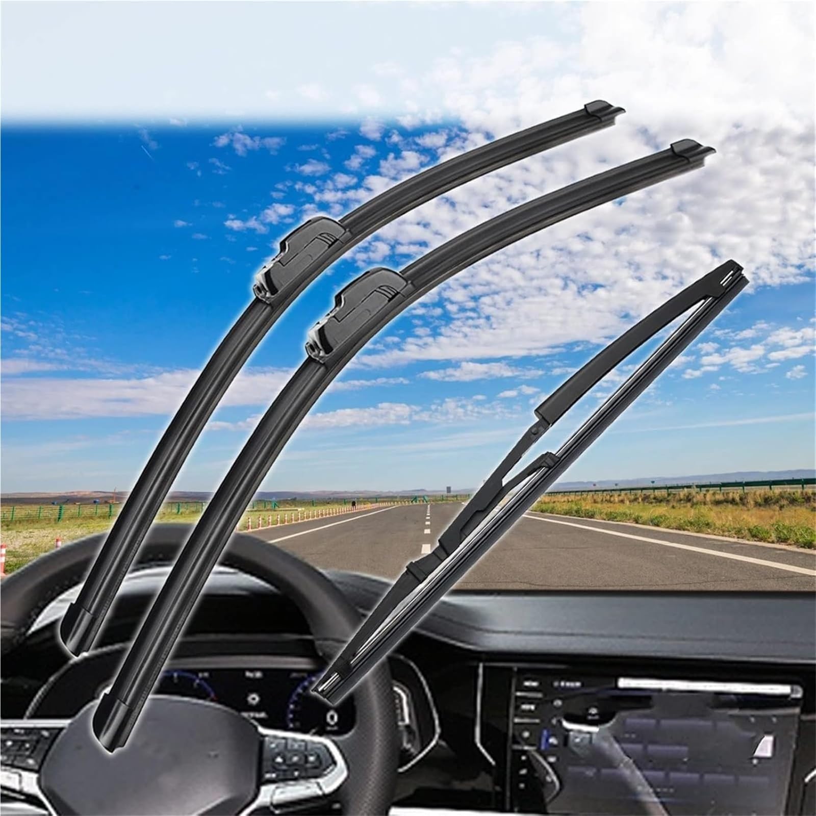Juego de limpiaparabrisas Escobilla para limpiaparabrisas delantero y trasero para Fiat para Panda, accesorios para limpiaparabrisas.