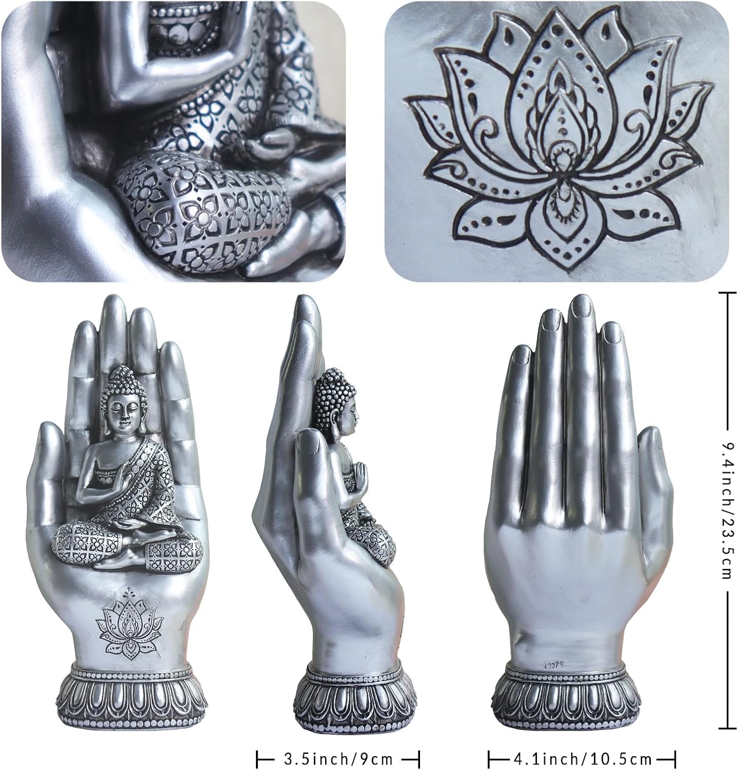 Pigort Buddha Statue Home and Garden Zen Lotus Decorative Sculpture Praying Collectibles Figurines,Home Decoration for Self 9.1 in, Resin