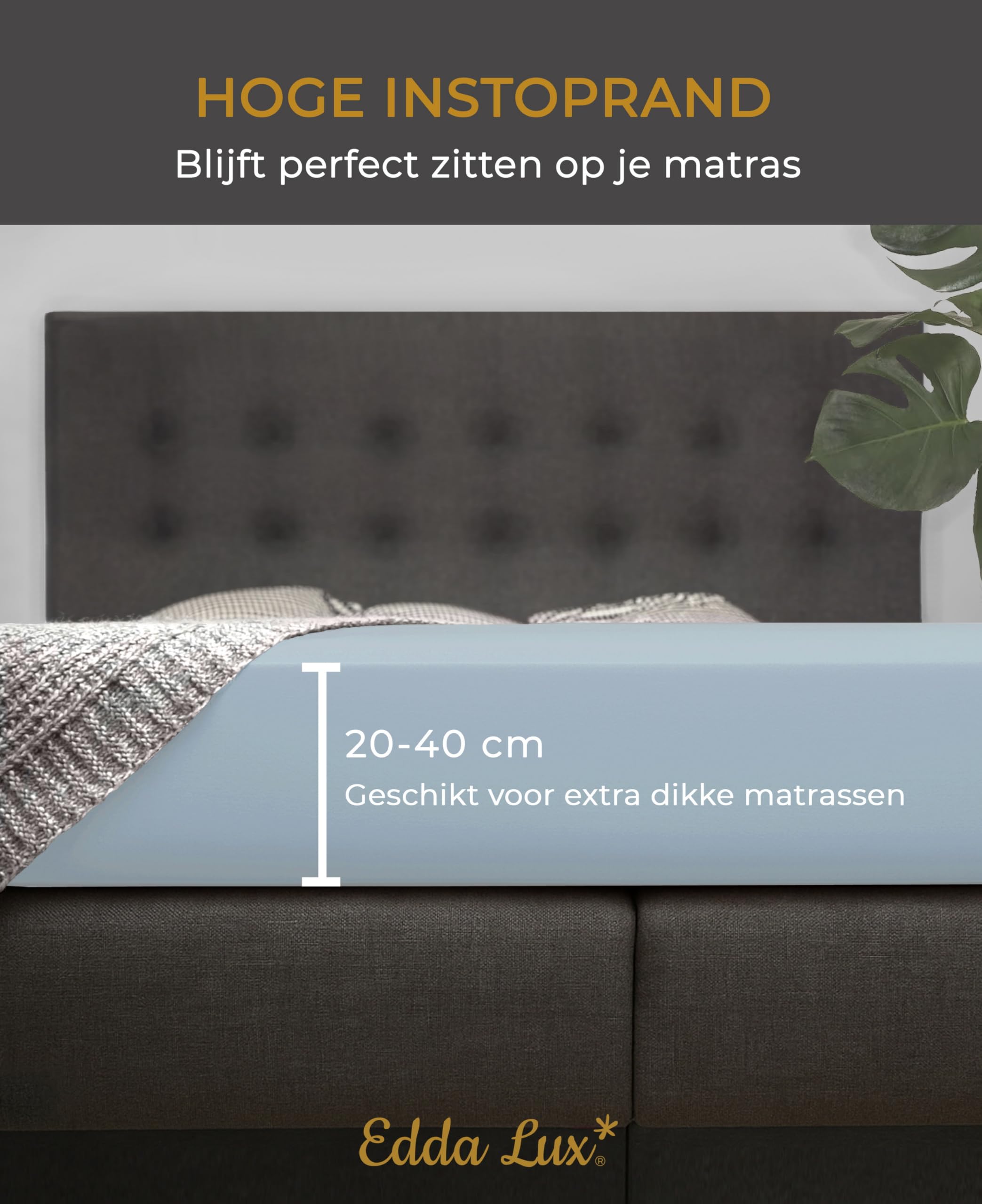 Hoeslaken 180x200 cm - 40 cm diepe hoek - Geborstelde polyester