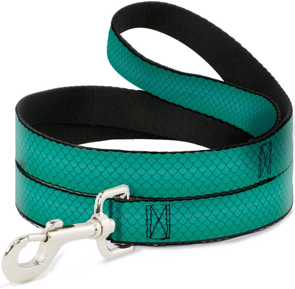 Dog Leash Ariels Scales Turquoise Blues 4 Feet Long 1.5 Inch Wide