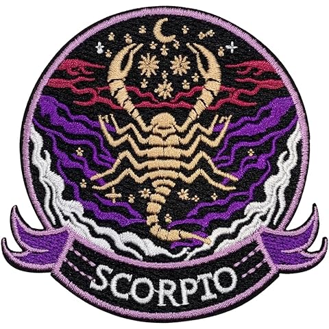 Constellation Scorpio Patch – 3.35 inches, Cool Colorful Scorpio Iron On Patch – Embroidered Zodiac Iron On Patches for Backpacks