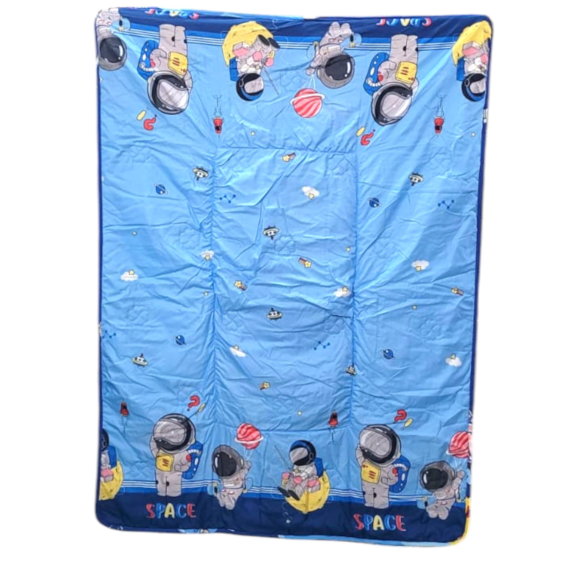 SHAKTISM Space Theam Kids Cartoon Print Dohar Blanket, Glace Cotton,Dohar for Kid Boys & Girls | Glace Cotton Soft Comforters for Kids King Size 110 x 150 cm, Space Blue