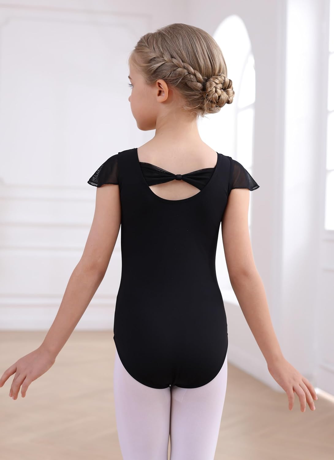 MdnMd Girls Leotard for Ballet Dance Gymnastics Toddler Kids Outfits With Bow Back Ruffle Sleeve - Image 6