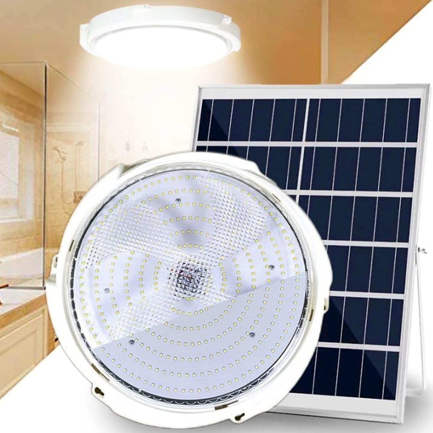 Solar Shed Light, Indoor Outdoor Solar Pendant Lights with Remote Control, Waterproof Chandelier LED Ceiling Gazebo Garage Light Lamp for Shop, Home, Barn, Porch, Garden (Large)