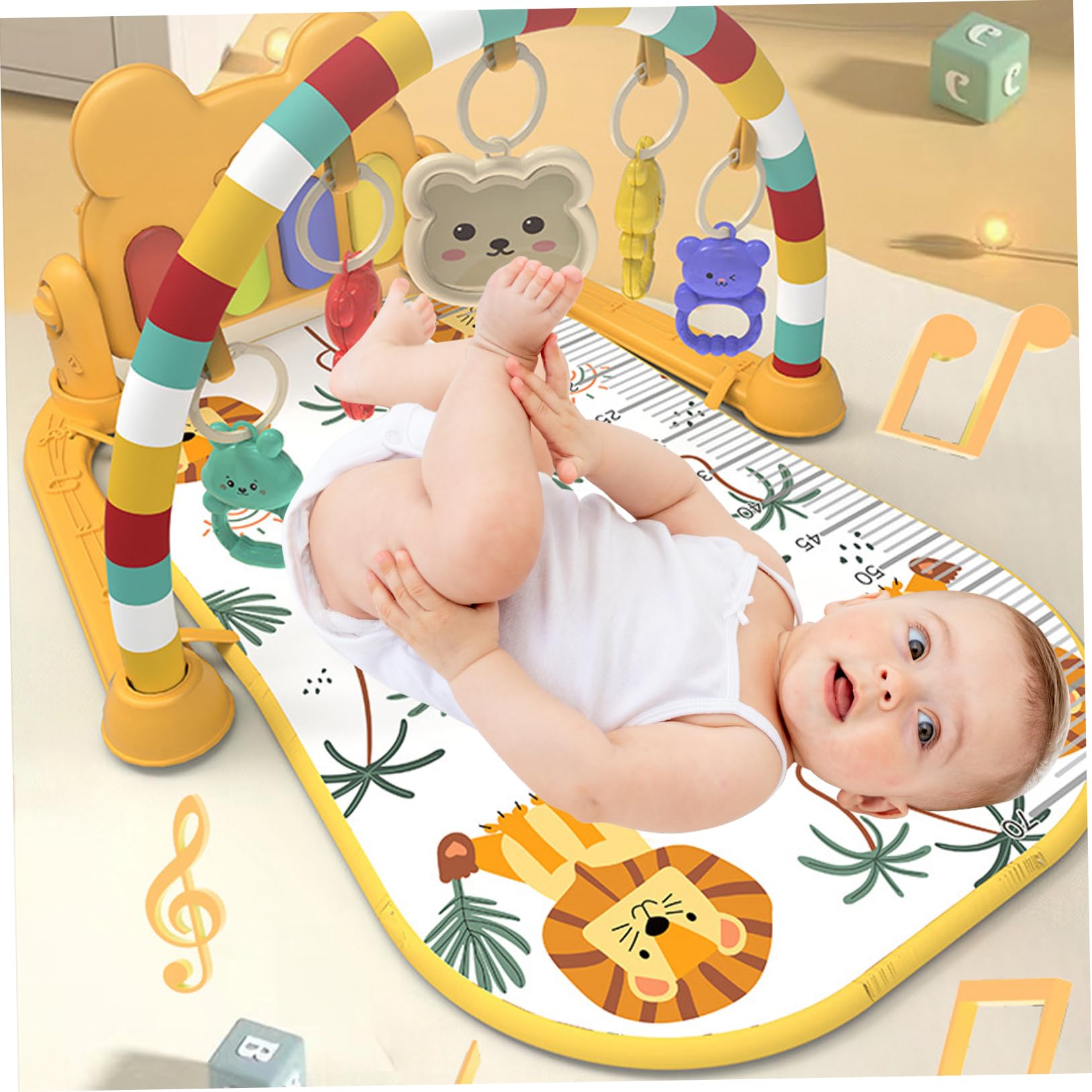 Palestrina da gioco per bambini, centro attività per bambini con musica e luce Tappetino da gioco per palestra facile e sicuro con ciondolo a sonaglio Tappetino per la pancia, giocattoli per neonati