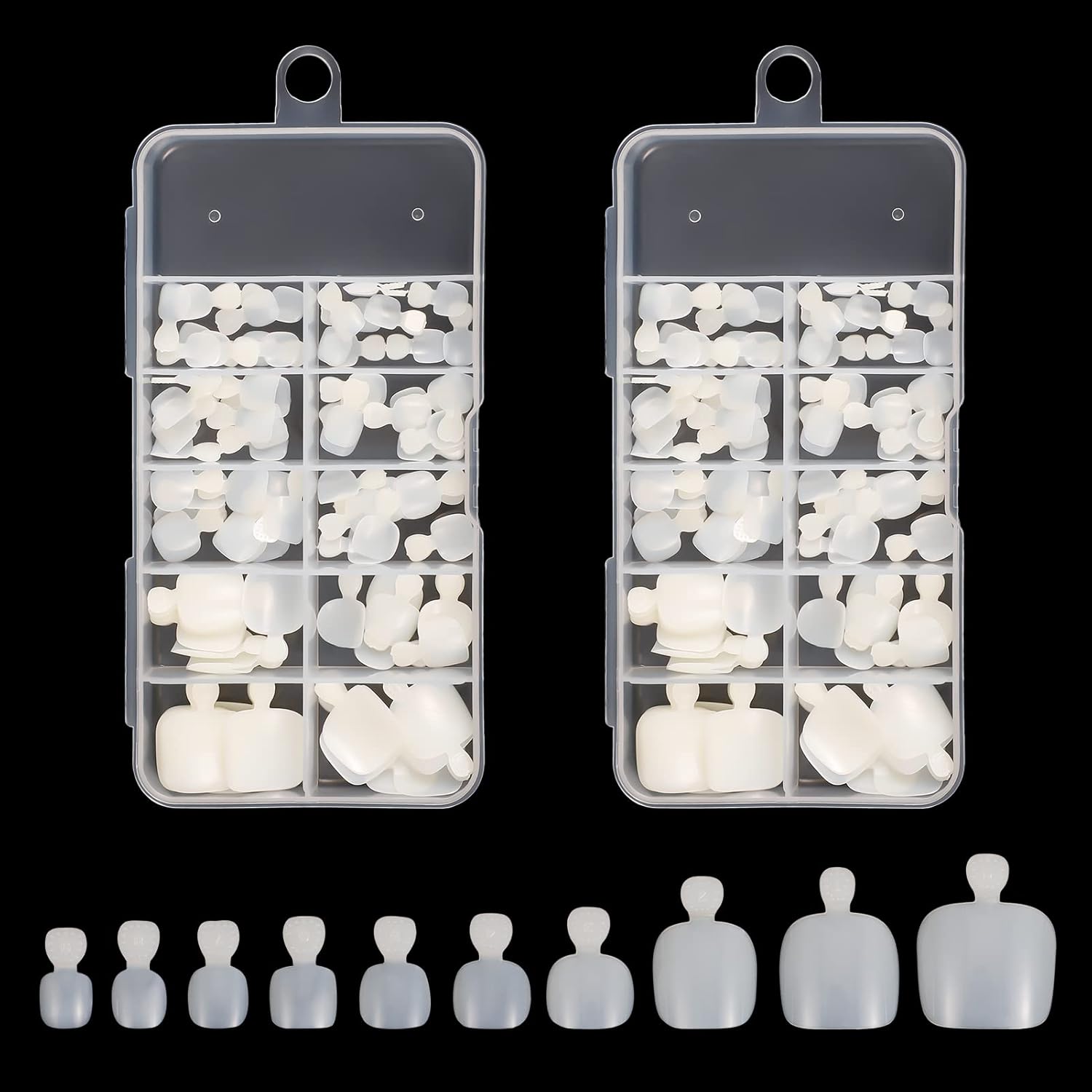 KroY PecoeD 200 Pieces Fake Toenails, 10 Sizes False Toenails Full