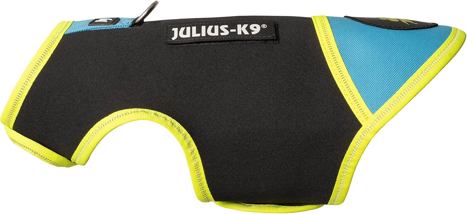 Julius-K9 Chaqueta de neopreno para perro IDC, Talla Baby 2, Negro/Aguamarina