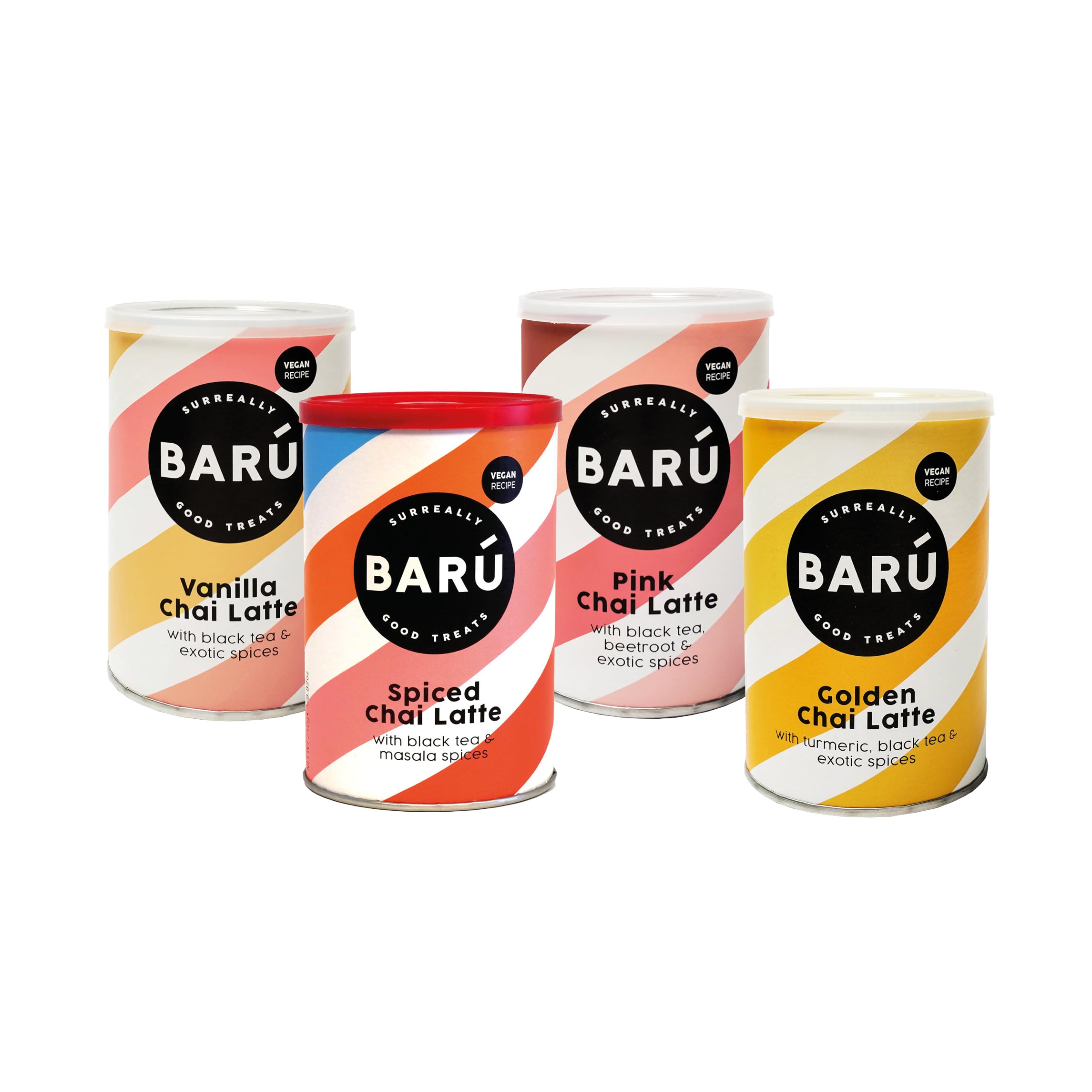 BARÚ Mixpack Chai Latte – Épicé, Vanille, Pink & Golden – 4 x 250 g – 64 portions