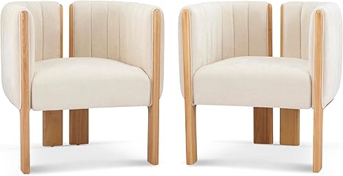 Juego de 2 sillas de comedor modernas y elegantes con marco de madera y tapicería de tela, capacidad de 225 libras para comedor, sala de estar,