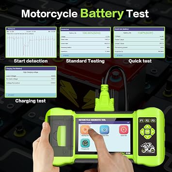 Motorcycle Scanner Diagnostic Tool, Battery Tester for Motorbike with Printer, Motorcycle Check Engine Code Reader, Read/Clear Fault Code, M300