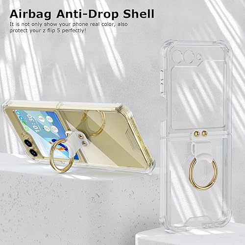 Miniatura 6 de Diseñada para Samsung Galaxy Z Flip 5 funda transparente con anillo, anticaídas a prueba de golpes, funda protectora compatible con Galaxy Z Flip 5