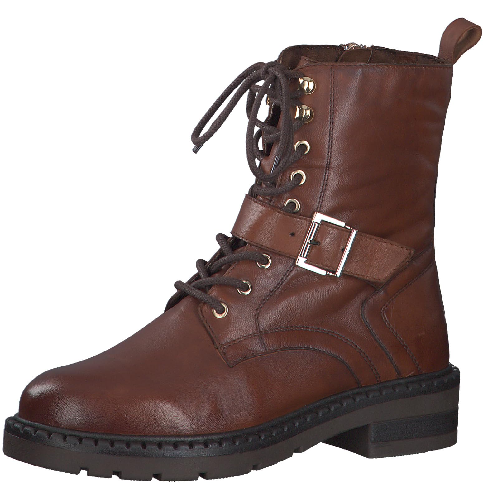 MARCO TOZZI Women's Laced Bootie 2-25234-43 Mid Calf Boot, Cognac, 3.5 UK