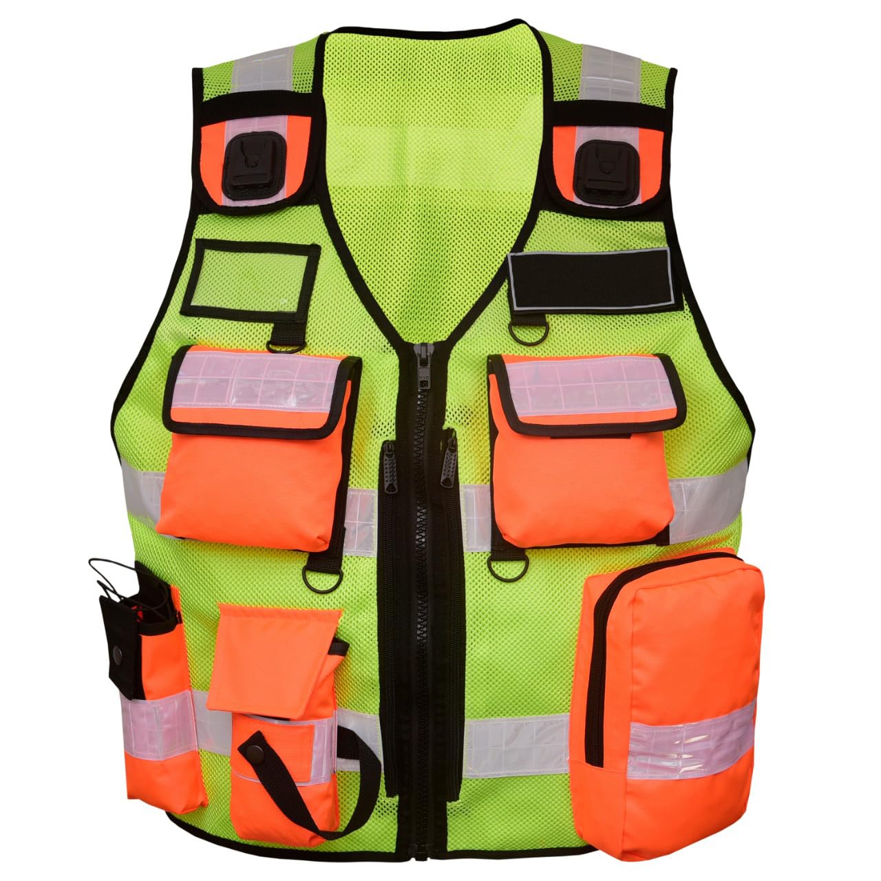 Sicherheit Weste Schutzweste Leuchtweste Security Einsatzweste Kennzeichnungsweste Multifunktionsweste Reflektierend Business 2 Patch 202 gelb Orange