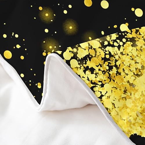 Miniatura 5 de Juego de ropa de cama con purpurina de leopardo, tamaño Queen, color dorado y negro degradado (no con brillantina), funda de edredón 100% algodón