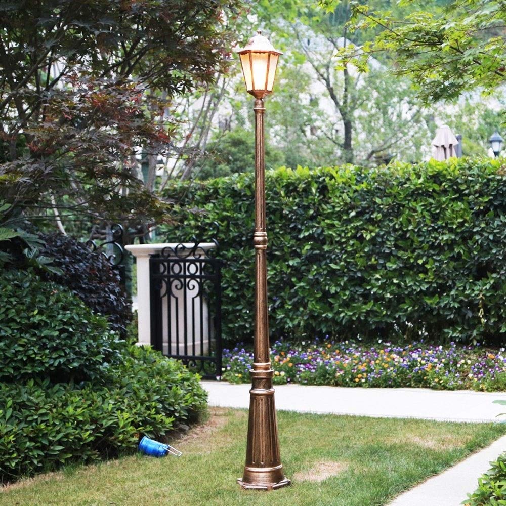 Farola de Poste Alto para Exteriores, Estilo Europeo, para jardín, IP54, Impermeable, Tipo bolardo, Columna, para Patio comunitario, Carretera, Paisaje, Pilar de alumini,Bronze_2.1m