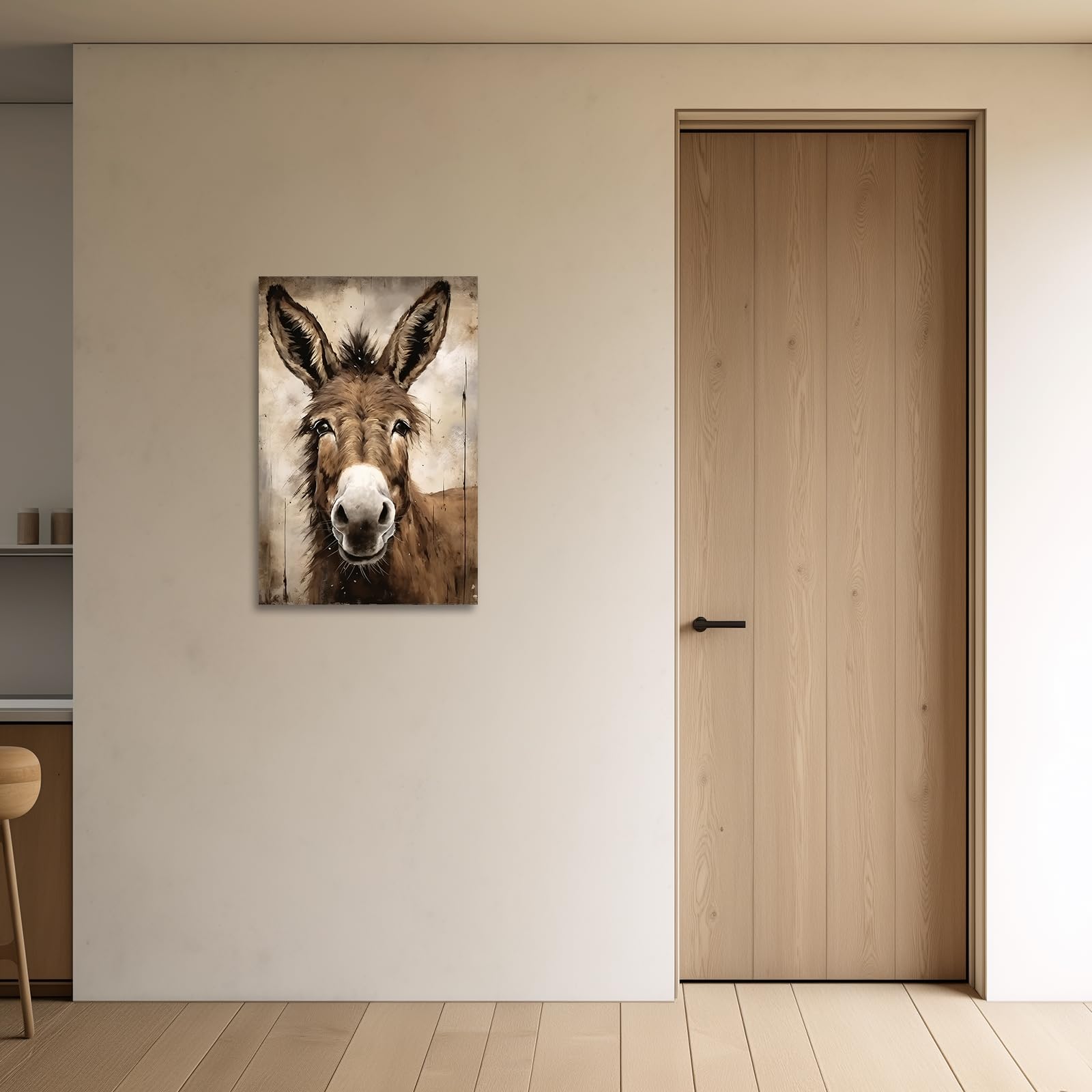 ZXHYWYM Donkey Canvas Wall Art Funny Donkey Picture Prints Rustic Animals Portrait Poster Farmhouse Bathroom Decor Framed (Picture-2 - Image 2
