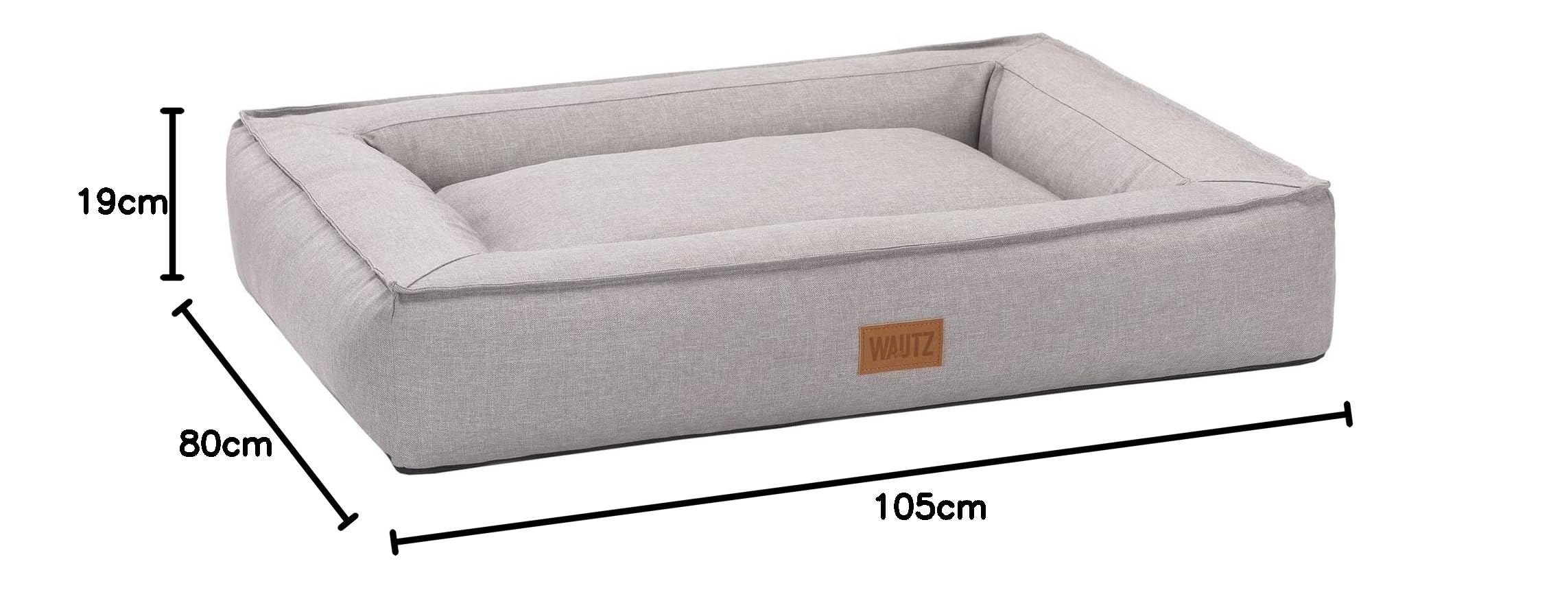 MSS e.K. Hundebett BOXBED 105 x 80 cm XL in Beige Hundekorb mit abnehmbaren Velours-Bezug und weicher Polsterung waschbares Hundekissen 105 x 80 x 19 cm Hundematte Hundesofa Welpenbett