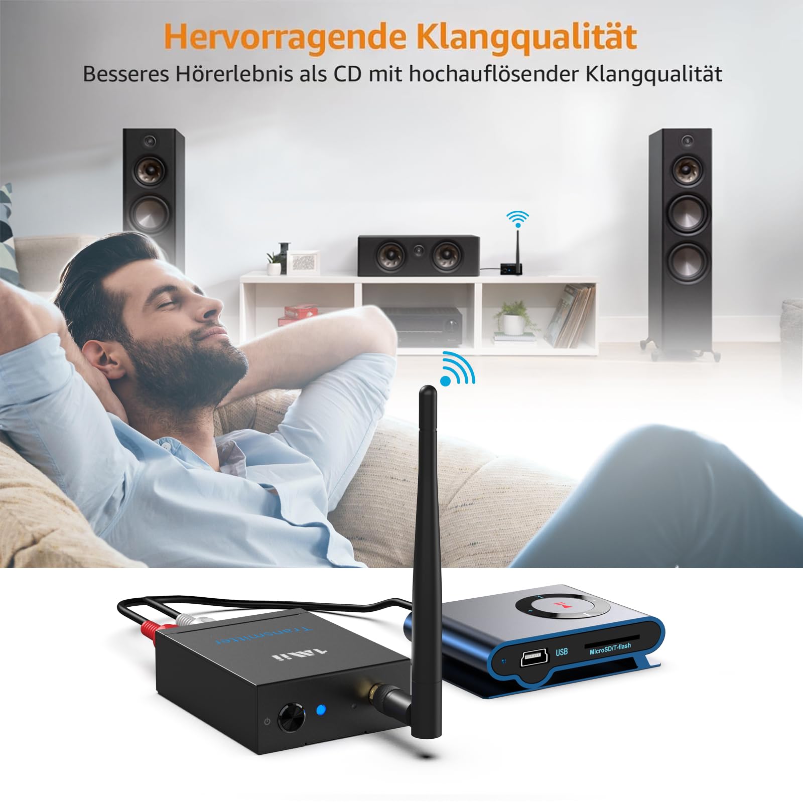 1ii Drahtlos Audio Sender Epfänger, 2.4G Große Re Produktbild-Vorschau 2