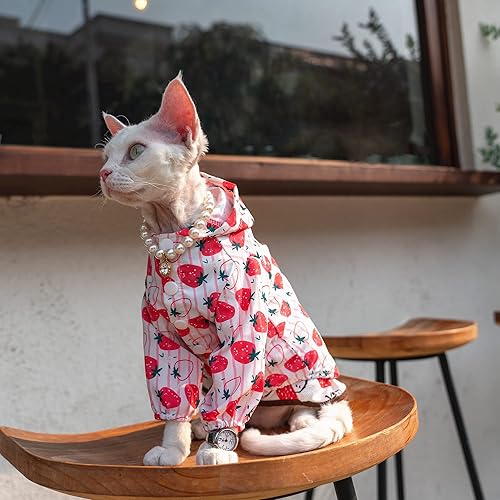 Ropa de verano para gatos sin pelo, ropa de protección solar anti-ultravioleta, chaqueta delgada de manga larga con capucha para Sphynx, Cornish
