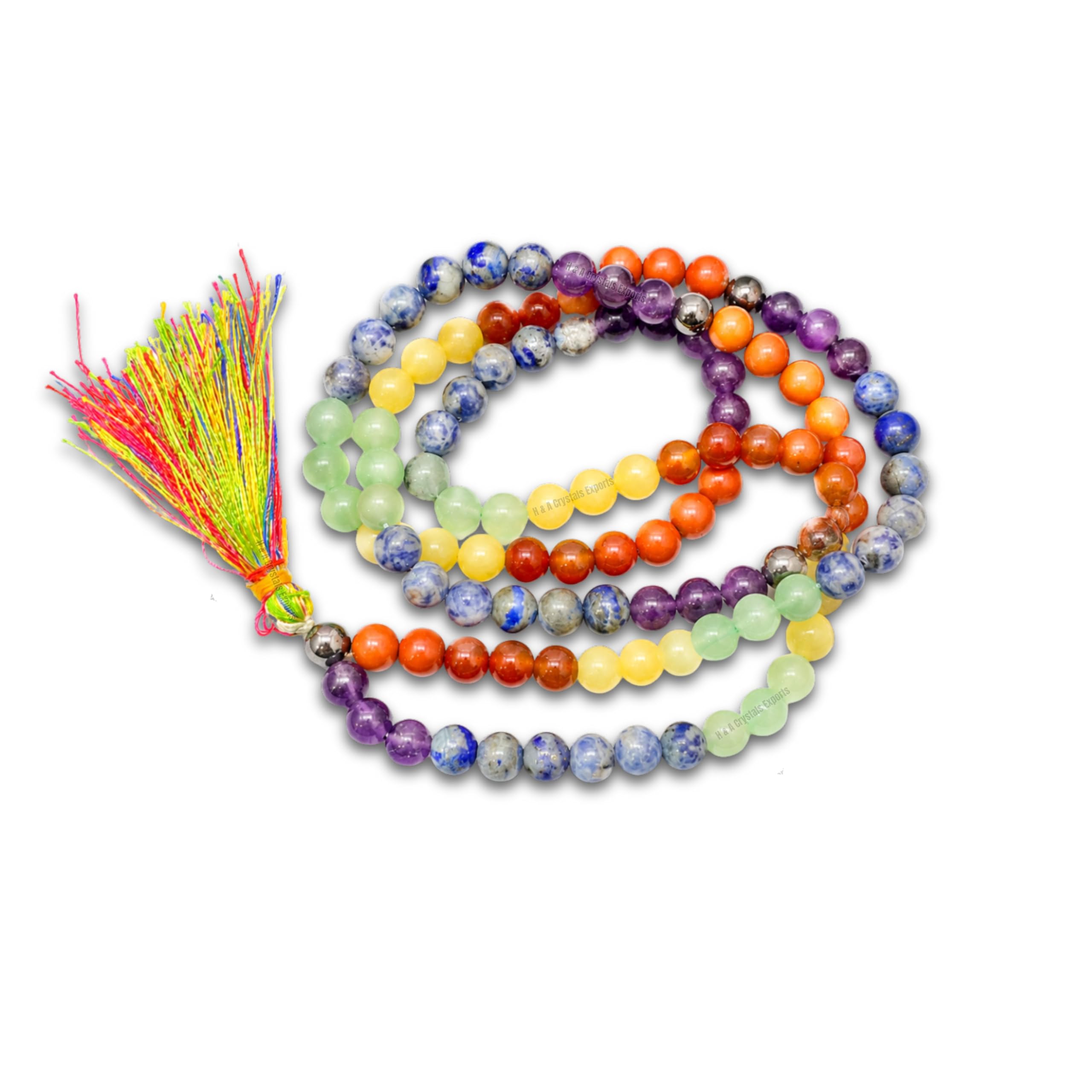 7 Chakra Stone Mala 108 Beads Healing Crystal Necklace for Meditation Yoga Reiki Energy Balance Spiritual Prayer Beads Jewelry-image-8