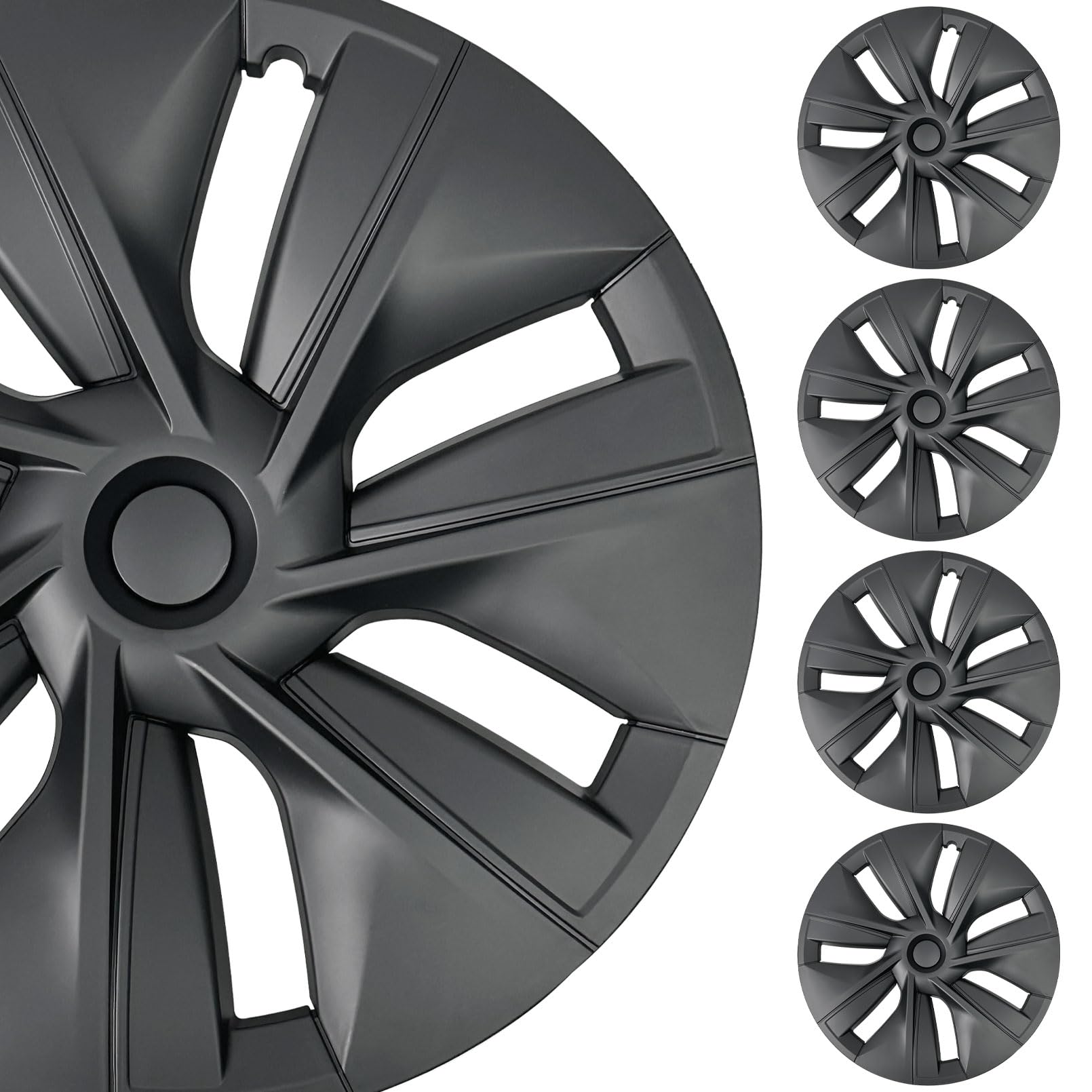 Rongxu Auto Tesla Model Y Wheel Covers 19 Inch Hubcaps Fit for 2020-2023 Tesla Model Y, Uberturbine Style 4PCS Aero Wheel Covers Tesla Model Y Accessories, Hub Center Caps Included