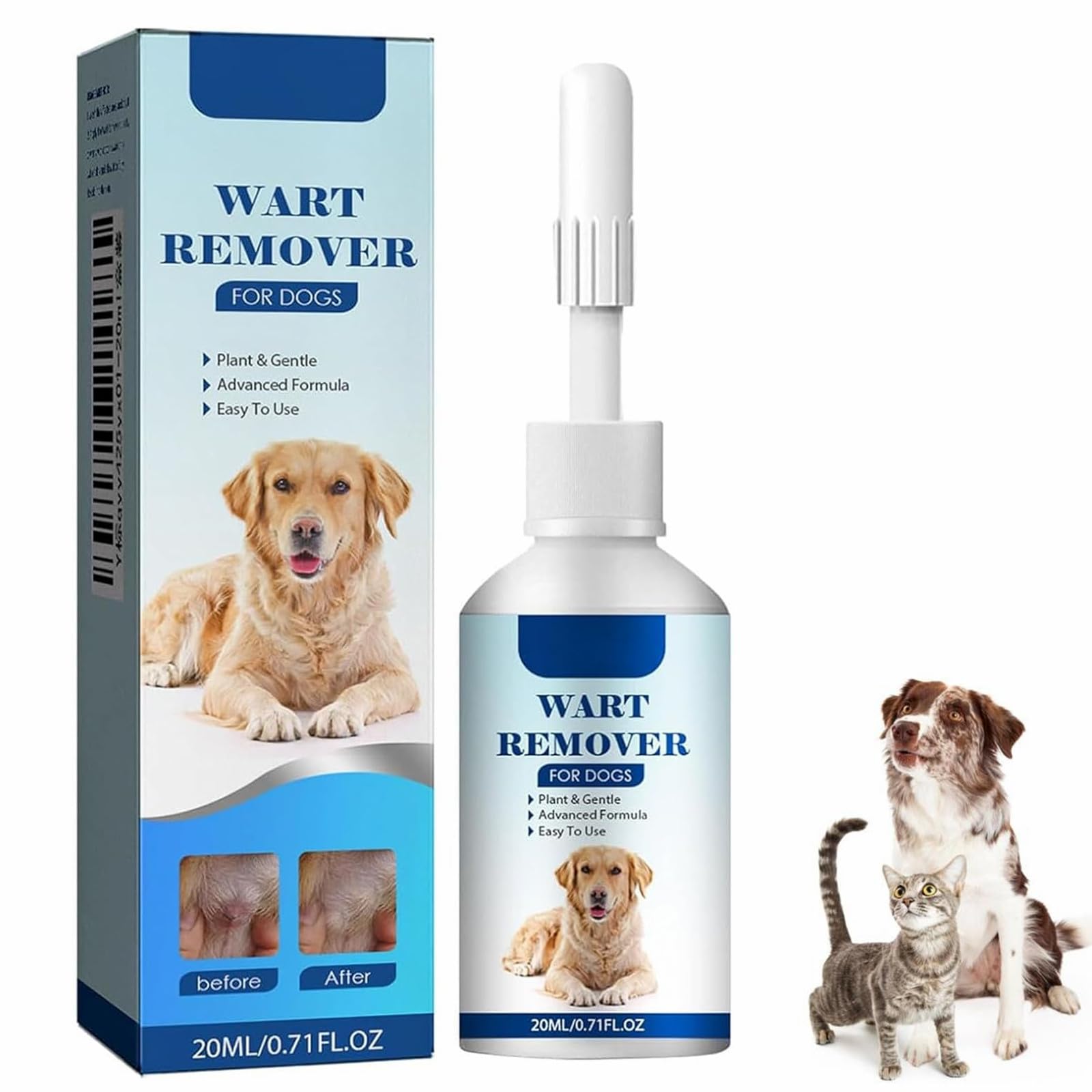 Rakiuty Crème pour Animaux de Compagnie pour Chiens et Chats,Crème pour Enlever Les Verrues,Éliminateur de Verrues pour Chiens,Dissolvant Naturel pour Chien,Naturel et Doux,20 ML