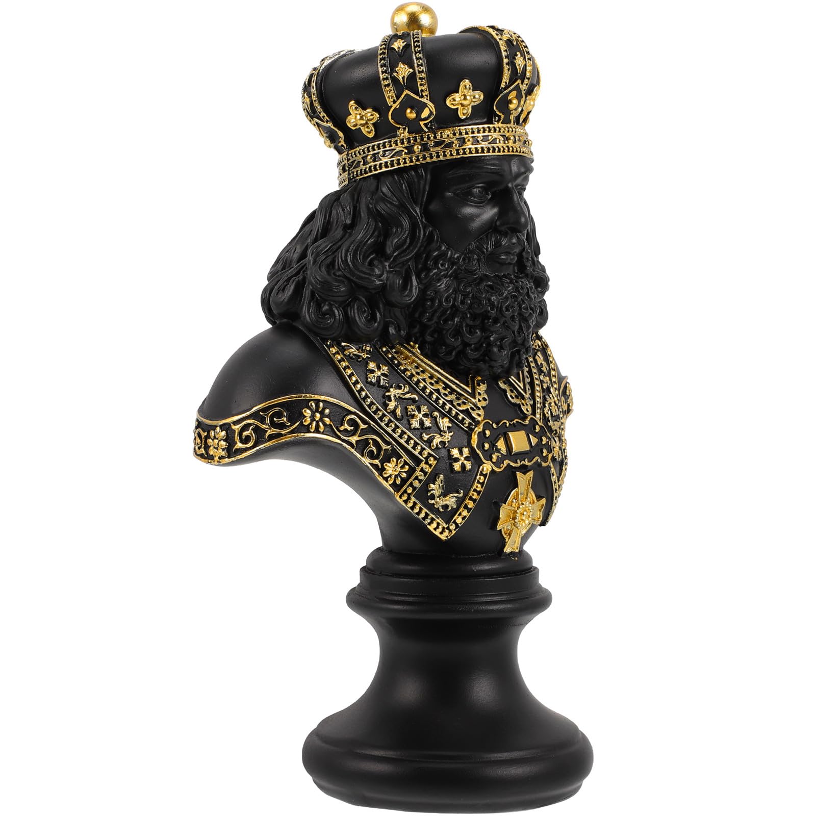 Scultura Decorativa da Tavolo a Forma di Re degli Scacchi in Resina Nera, Decorazione Elegante per Ufficio e Casa, Statua Artistica per Arredamento e Regalo Inaugurazione