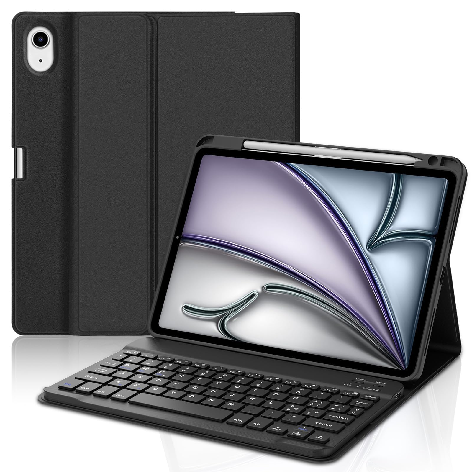 IVEOPPE Tastiera iPad Air 11 M4 2026/M3 2025/M2 2024, Cover Tastiera Italiano QWERTY Bluetooth Staccabile iPad Air 11 Pollici 2024/2025/2026, Nero