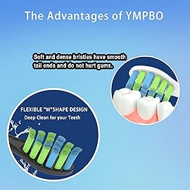 YMPBO 10 Pack Toothbrush Replacement Heads Compatible with 7AM2M AM100/AM105/AM110 Electric Toothbrush, Soft Brush Bristles, Black