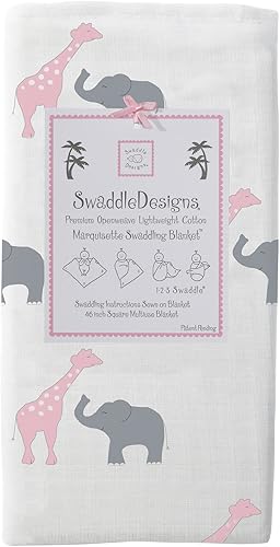 Miniatura 6 de SwaddleDesigns Manta Marquisette Swaddling, muselina de algodón premium, diversión de safari azul