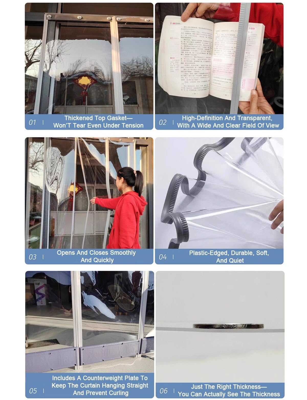 Kit Rideau à Lanières PVC, Rideaux à Lamelles Transparent Isolation Thermique Étanche Anti-Bruit Anti-Poussière, PVC Rideau de Porte Exterieur Vent pour Entrepôts Frigorifiques et Supermarchés