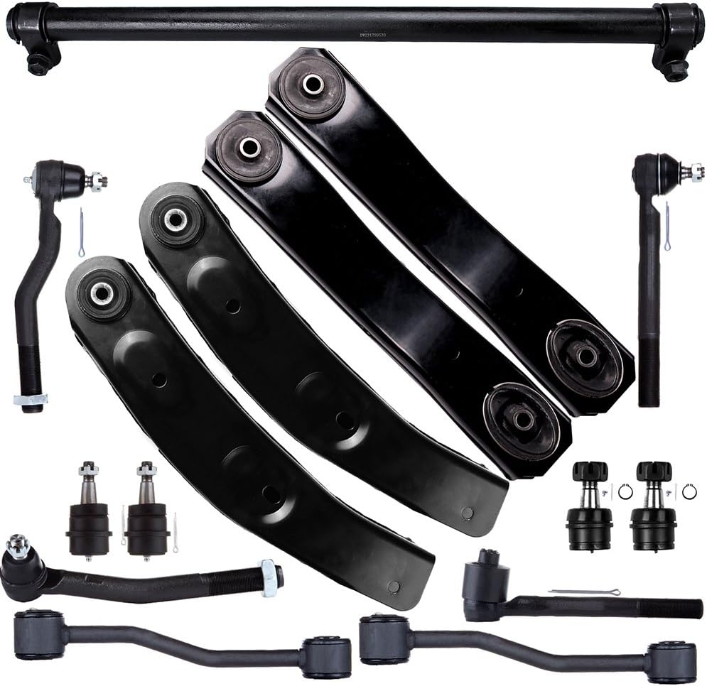 SCITOO 15pcs Suspension Kit Fit 1999-2004 For Jeep for Grand Cherokee w/Parts Upper Lower Control Arm Upper Lower Ball Joint Sway Bar Link Outer Inner Tie Rod End Adjusting Sleeve