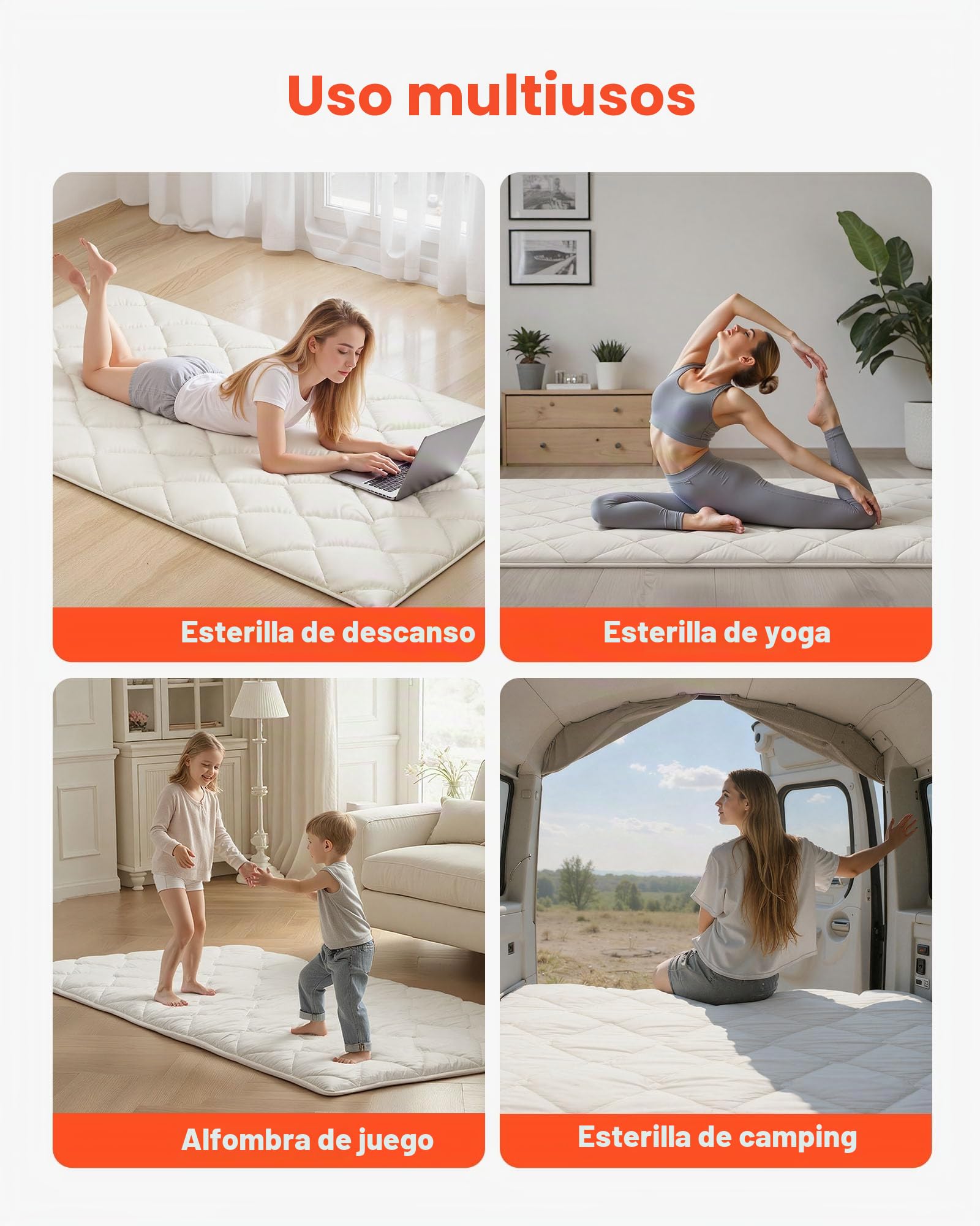VEVOR Alfombra Tatami Japonesa colchón futón Plegable con Bolsa de Almacenamiento y fijación, Alfombra de Suelo de 9 Capas para Dormir, Dormitorio, meditación, Yoga
