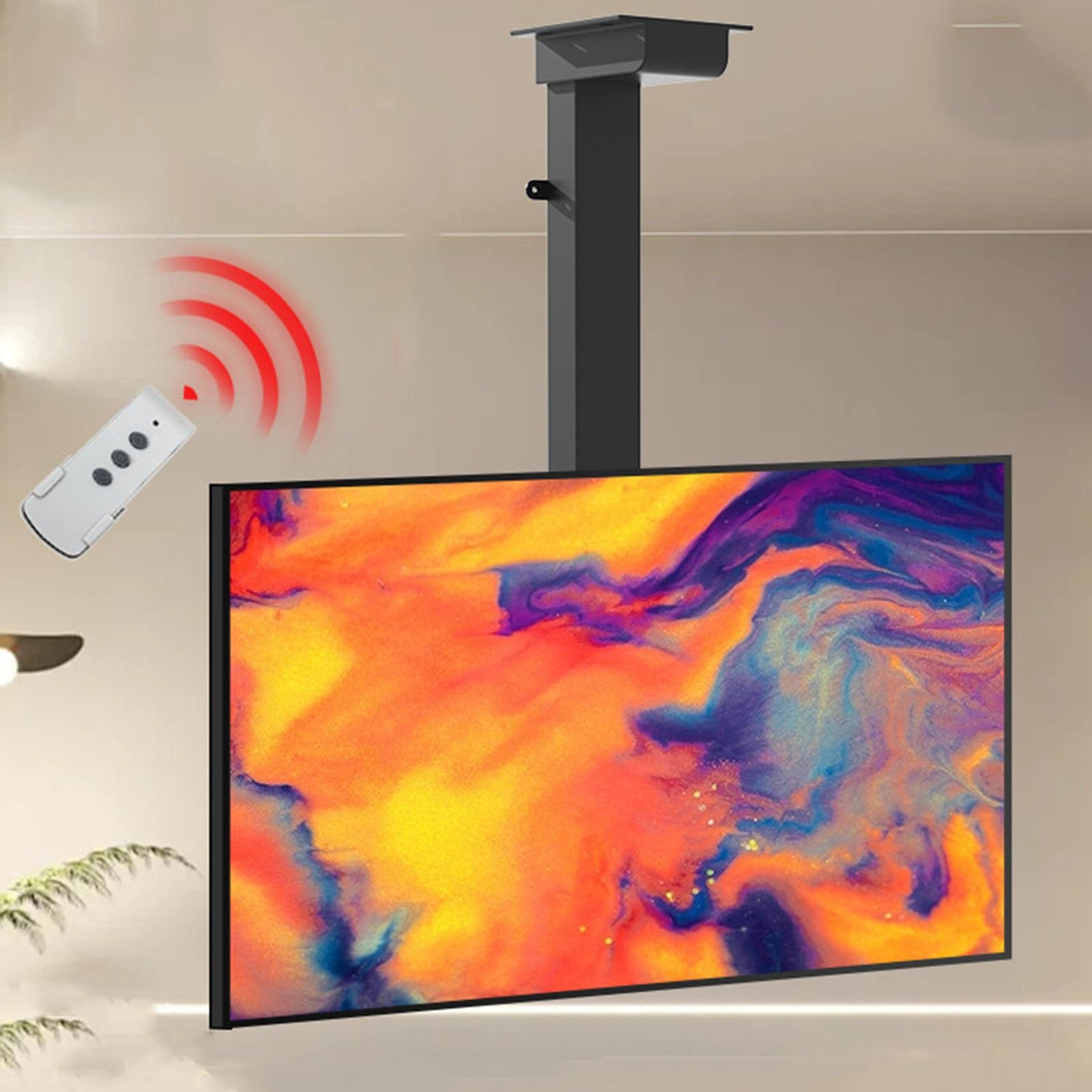 Elevador Eléctrico Ajustable para TV - Soporte Motorizado para TV, Soporte Telescópico For Colgar En El Techo/Soporte De Piso, Elevador De TV con Rotación Manual De 360°
