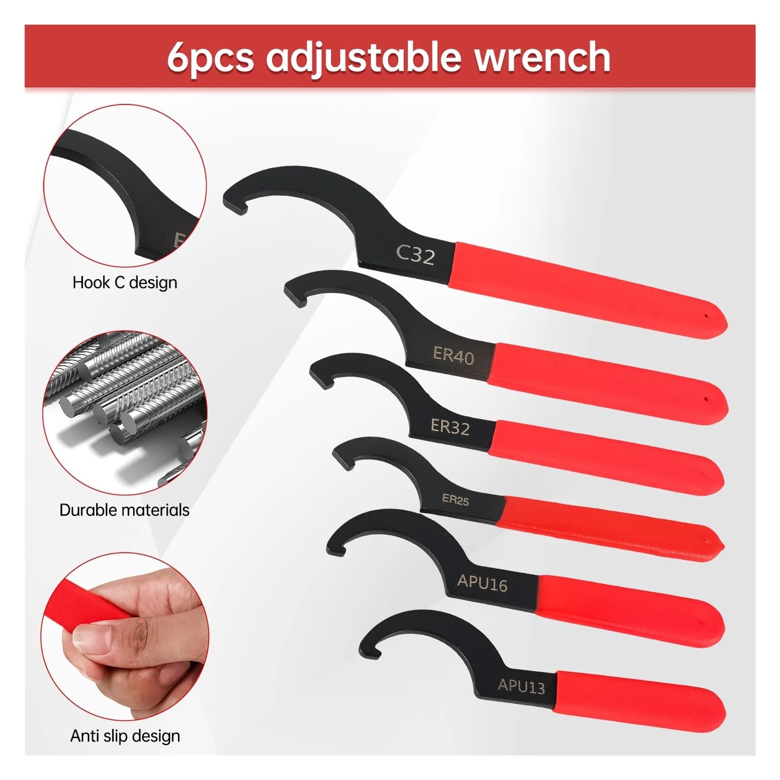 Juego De 6 Llaves Inglesas For Ajustar El Amortiguador De Motocicletas Y Bicicletas, Llave Inglesa Con Gancho De Precarga, Llave En C, Herramienta Manual Universal Eficacia Precisión