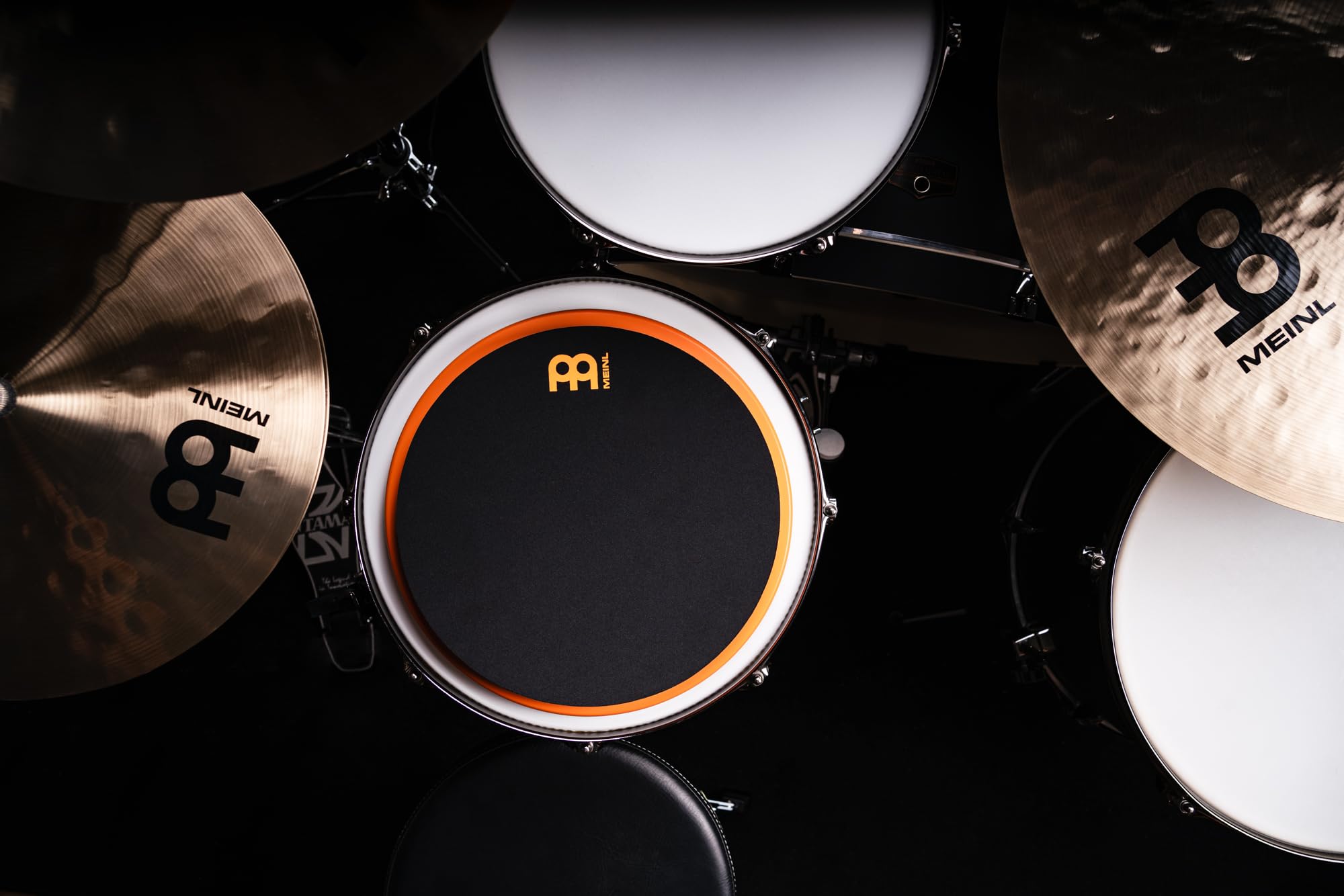 Meinl Cymbals 12" Marshmallow Drum Practice Pad MMP12OR Ultra-Silenzioso, Rimbalzo Medio, Montabile su Asta