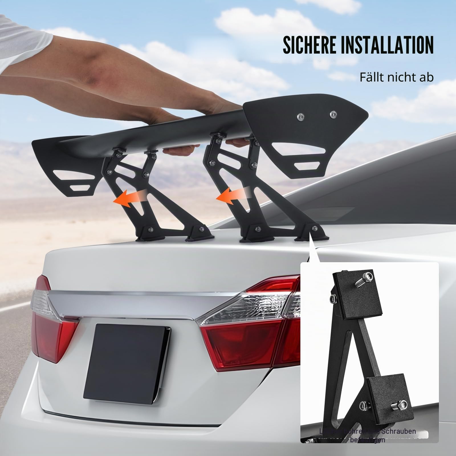 VEVOR GT Wing Autospoiler, 43,3 Zoll Universalspoiler mit Einzeldeck, verstellbares leichtes Aluminium, Auto-Heckspoilerflügel, Rennspoiler BGW/JDM Drift Schwarz
