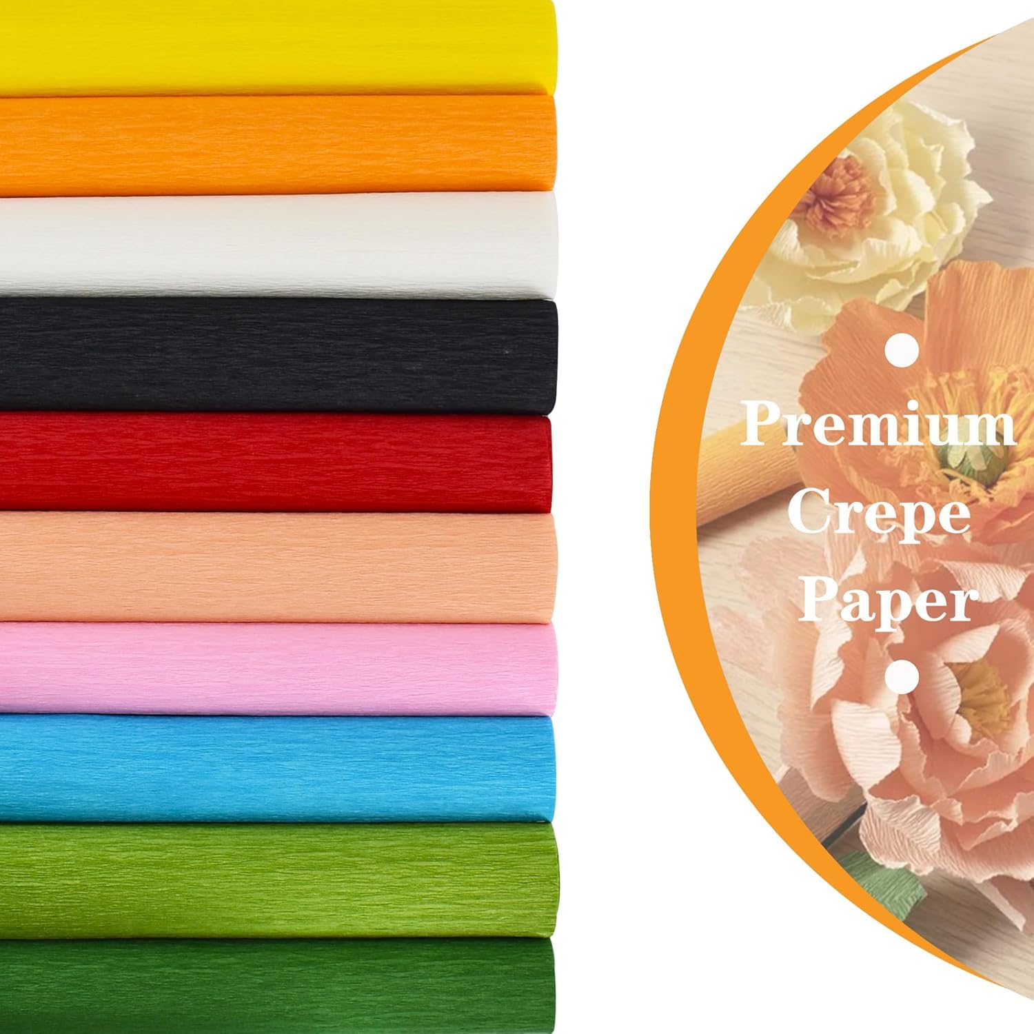 Light Orange Crepe Paper Roll, 20 Inch Wide 8ft Long Crepe Paper Sheet for Flower Making, Wedding Ceremony, Birthday Holiday Party Decoration,DIY Craft(2Rolls) 1