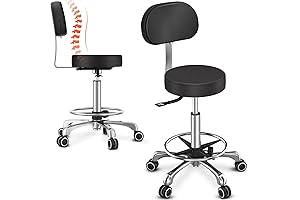 TASALON Rolling Chair with Mesh Back Support, Black Makeup Vanity Stool Ergonomic...