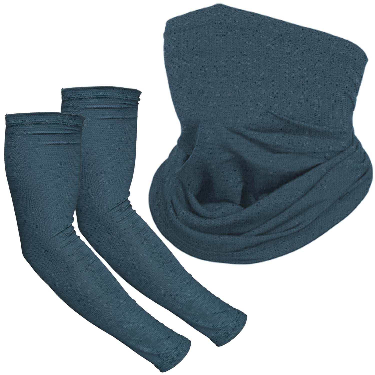 Pivalo Arm Sleeves & Neck Gaiter Combo Cooling Bandana Face Mask with UV Protection Compression Hand Cover Set for Men Women Outdoor Sports Bike Riding Driving Cycling Cricket Golf (Teal)