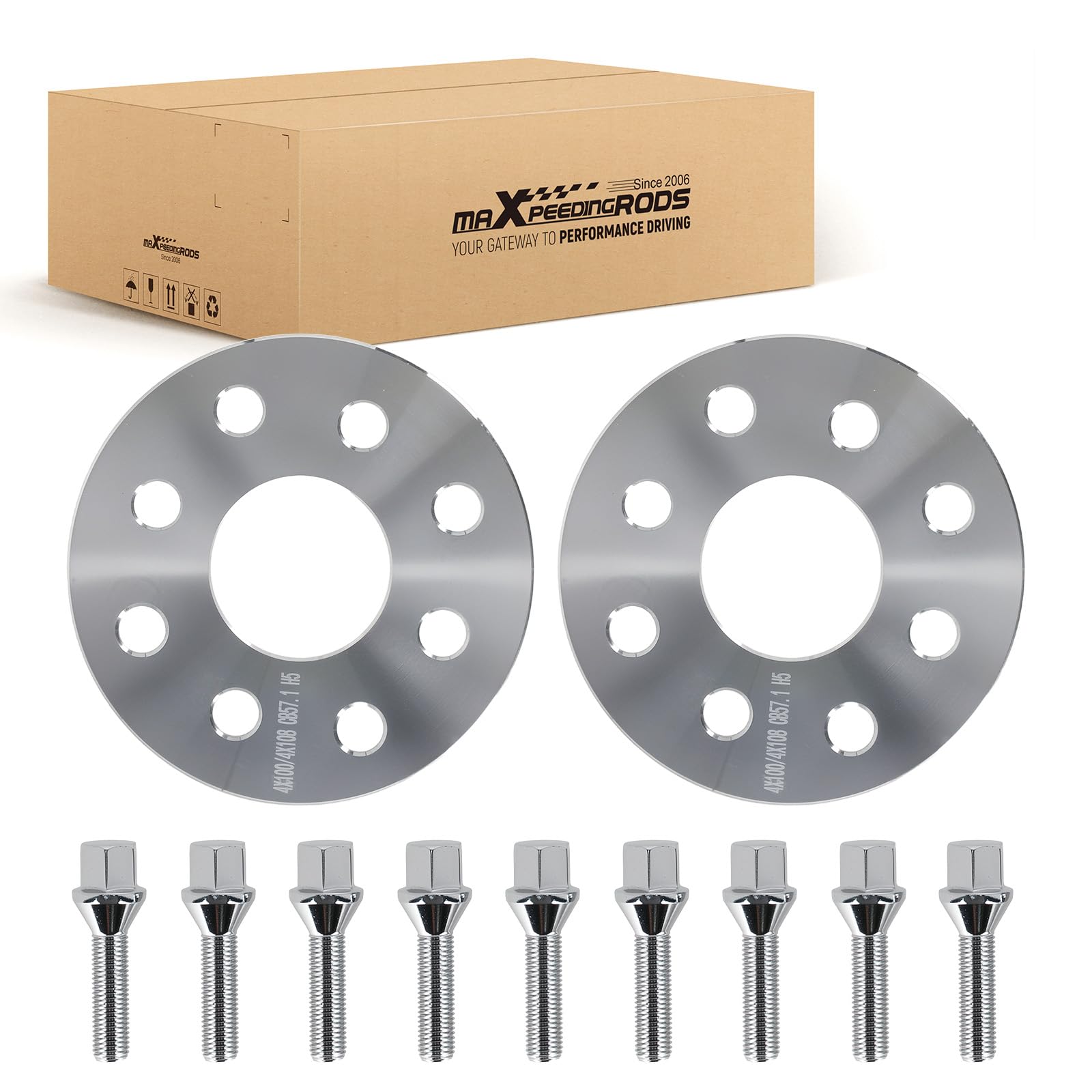 maXpeedingrods 2PCS 5mm Spurverbreiterungen mit Radschraube für VW Corrado, Golf I-III, Jetta, Passat, Lupo (1970er-1990er)