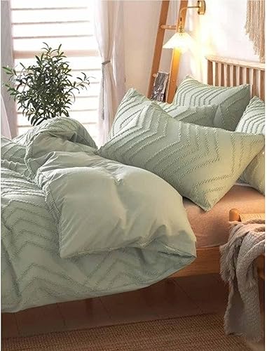 Miniatura 10 de Nanko Juego de edredón tamaño matrimonial, color blanco, jacquard copetudo, bohemio, suave, shabby chic, reversible, de microfibra alternativa, para