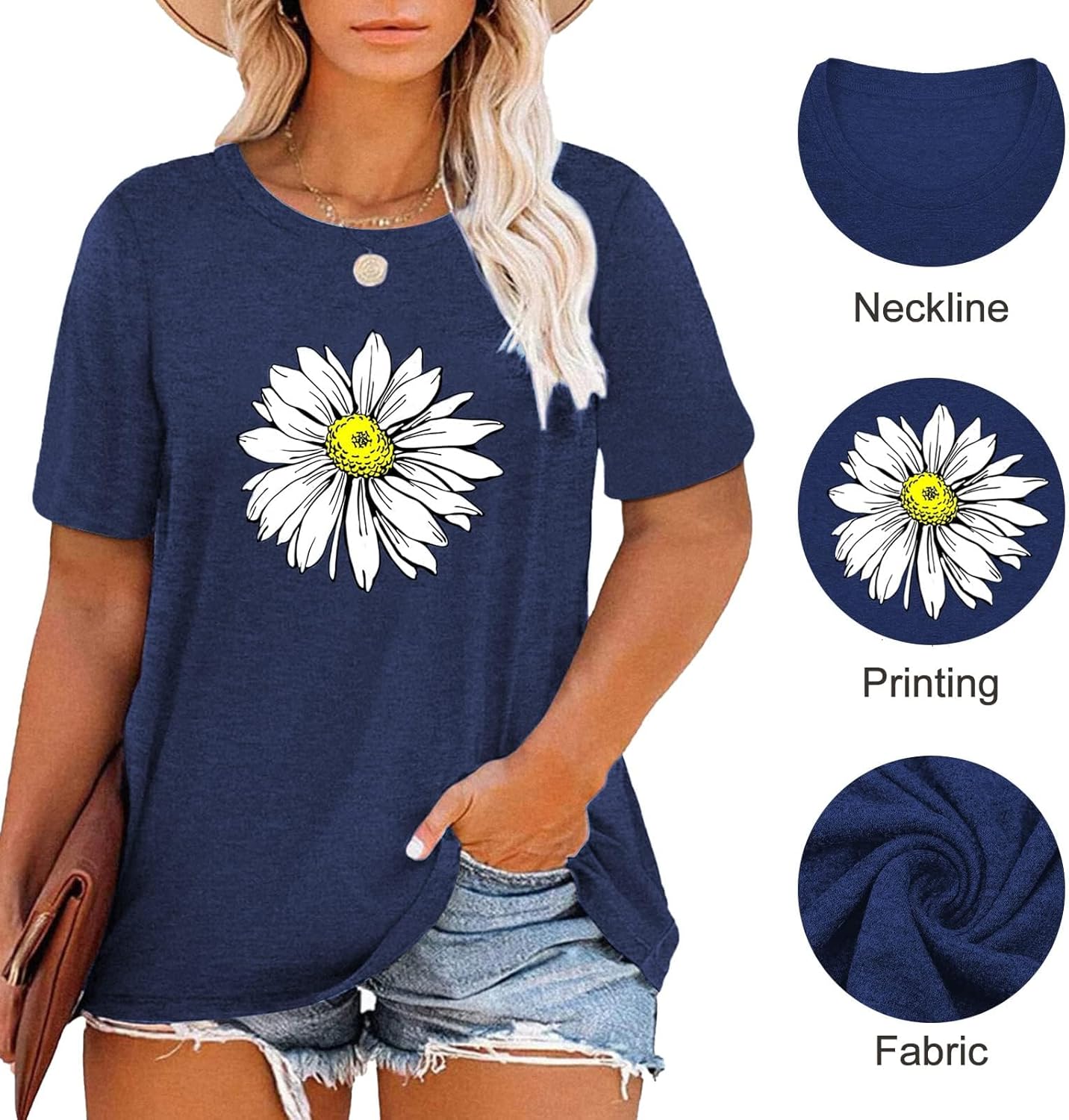 HDLTE Women Plus Size Tops Casual Short Sleeve Graphic Tee Shirts Oversized Tee Tops - Image 4