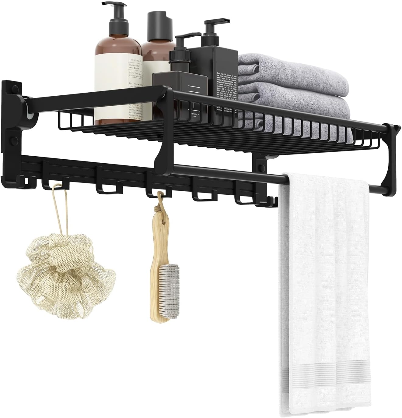 Amazon.com: Giantex Foldable Towel Rack for Bathroom, Wall Mounted ...