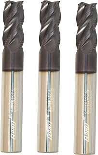 Set of 3 Rohit 4 Flute C-122 Solid Carbide Square End Mills 1/4" Cutting Diameter x 1/2" Cut Length, 1/4" Shank Dia x 2" OA (1/4")