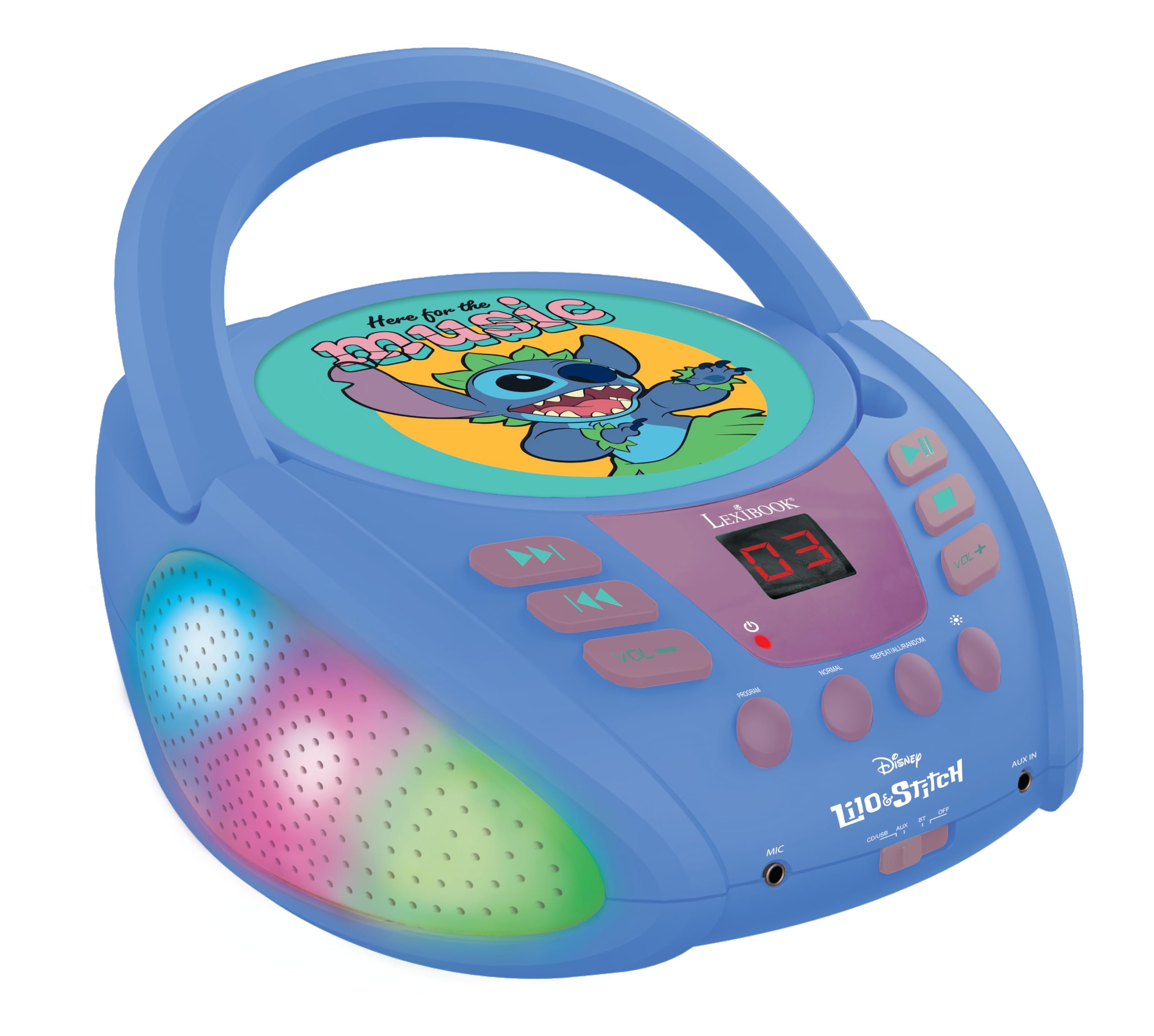 Lexibook - Disney Stitch - Bluetooth CD Player for Kids - Portable
