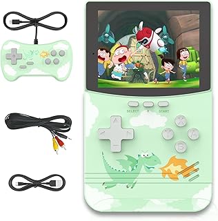 Handheld Game Console with 500 Classical FC Games，Portable Retro Video Games Consoles，Rechargeable Battery & 3-Inch Color Screen Portable FC Handheld Games for Lovers Adults Kids Boys(Green)