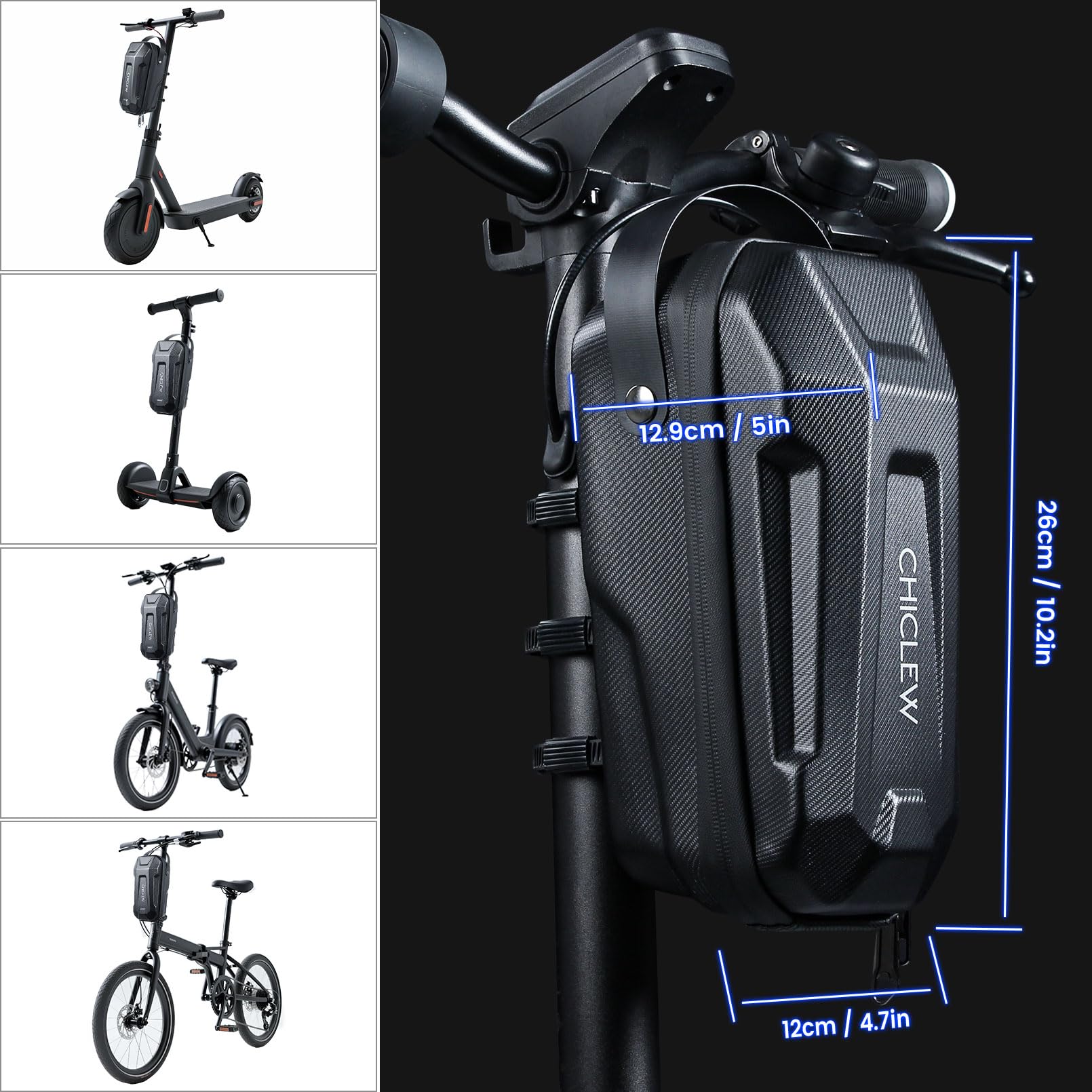 CHICLEW Sac de Trottinette Électrique, Sac de Rangement pour Scooter Étanche Sacoche Guidon de Grande Capacité pour Xiaomi MI Mijia M365 Pro Sedway Ninebot ES1/ES2/ES3/ES4
